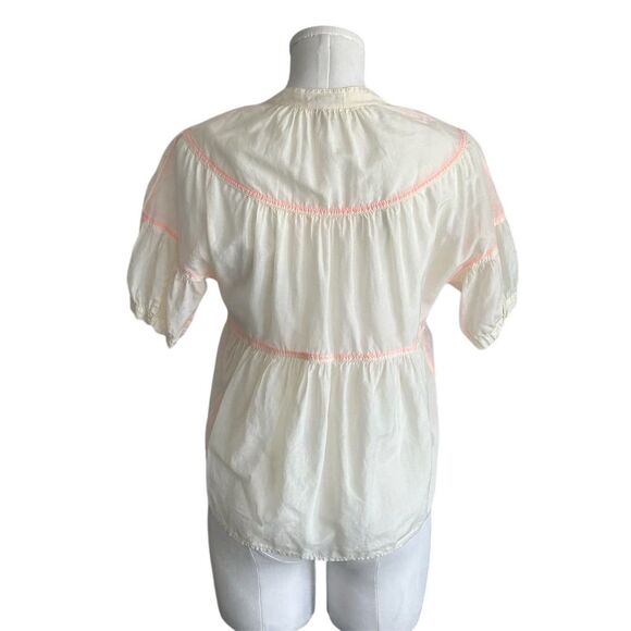 J. Crew Women's Ivory Blouse Size 2 Short Sleeve Casual Top - Picture 5 of 8